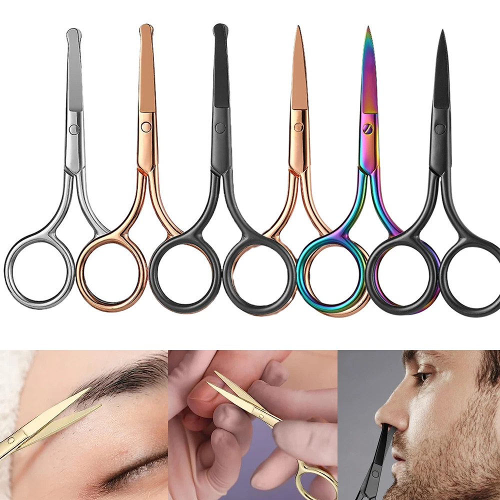 

1PC Nose Hair Scissor Stainless Steel Multi-Purpose Beauty Grooming Scissors for Facial Hair Removal Beard Eyebrows Ear Trimming