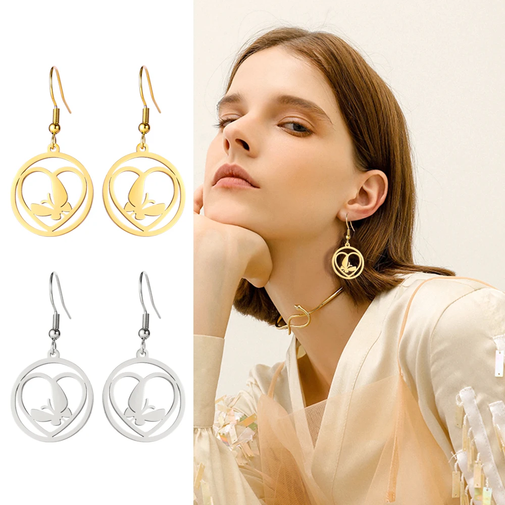 

Amaxer Stainless Steel Earrings Cut Out Love Heart Drop Earring Fashion Ohrringe For Women Girl Jewelry Party Gifts