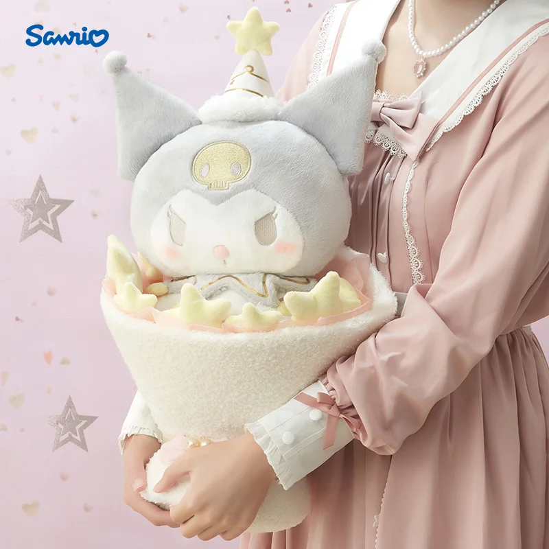 

New Kawaii Sanrio Hello Kitty Star Wish Bouquet Plush Toys Cartoon Kuromi Cinnamoroll My Melody Girls Valentine's Day Gift Kids