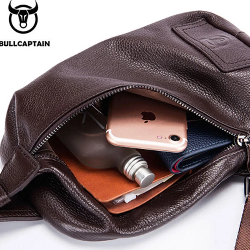 BULL CAPTAIN Fashion Men  Cross Body Chest Bag Genuine Leather famous brand Travel trend  Messenger Sling Pack Chest Bag