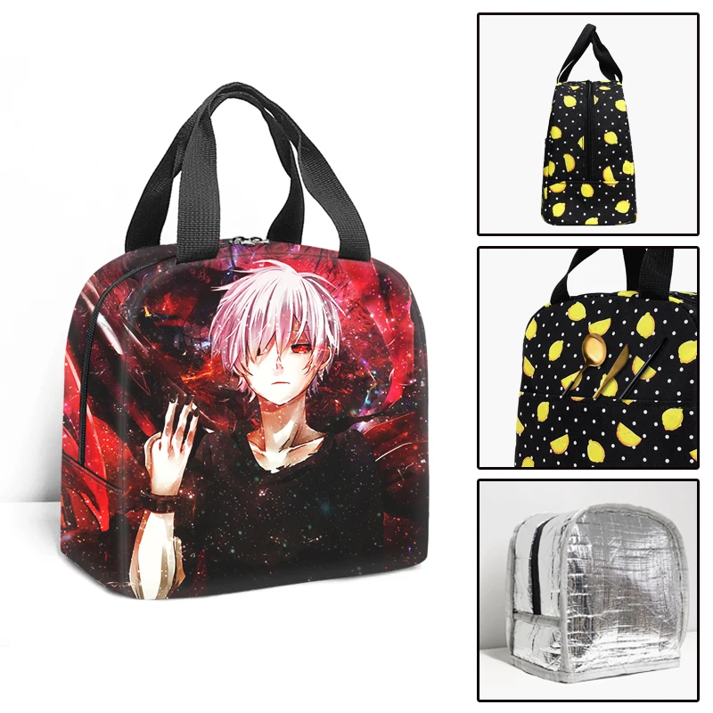 Anime Tokyo Ghoul Portable Cooler Lunch Bag Student Thermal Insulated Food Bag Teenager Travel Work Lunch Box for Women Men