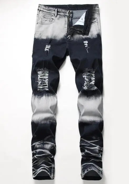 Men's Jeans Men Hip Hop Streetwear Stitching Patch Denim Pants  Hole Jeans Multiple Styles Size28-42