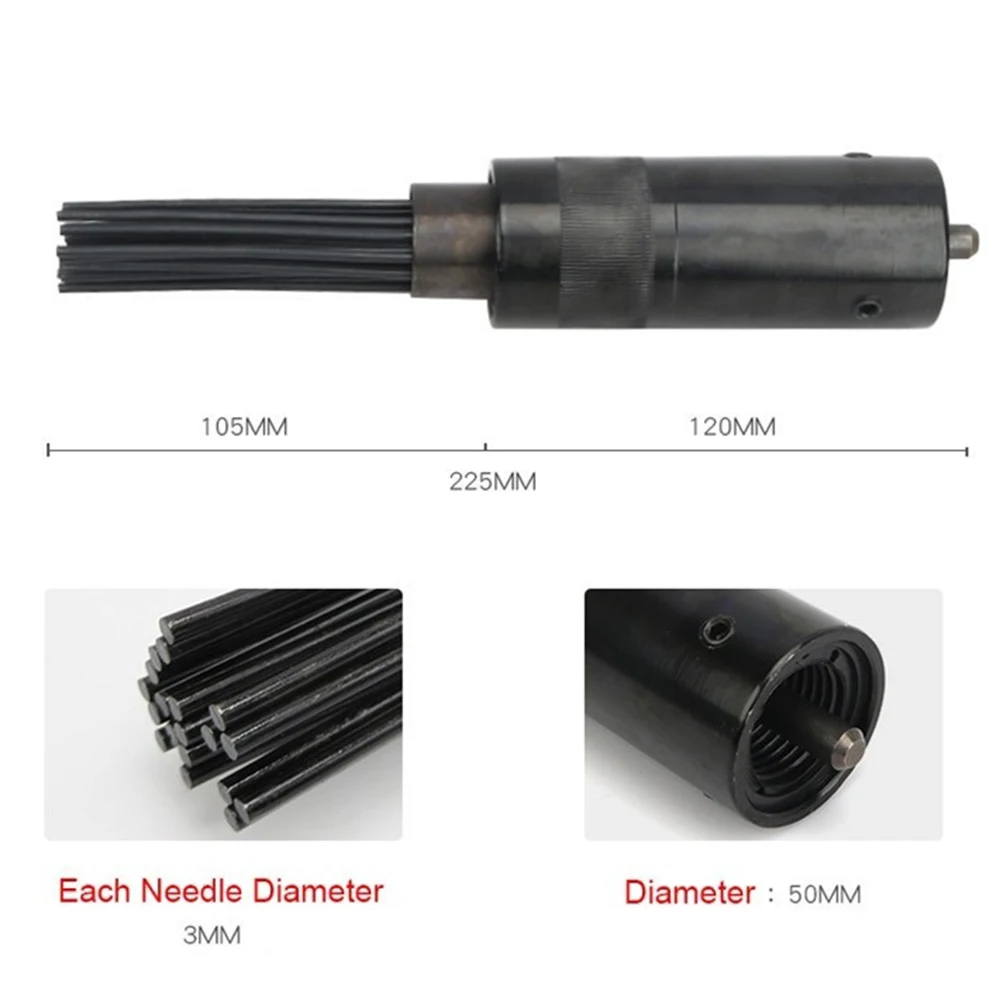 

Home Deruster Head 19 Needle 225*50mm Black For Pneumatic Air High Carbon Steel Rust Removal Rust Removel 1pcs