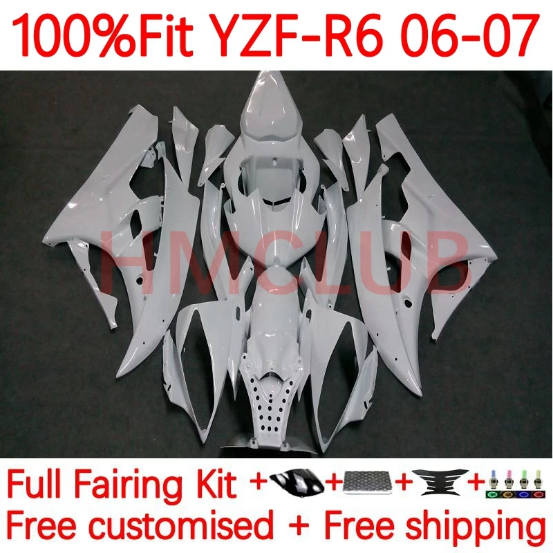 

Injection Body For YAMAHA YZF-R6 YZF R6 600CC R 6 600 CC YZF-600 YZFR6 2006 2007 YZF600 06 07 OEM Fairings 26No.15 Glossy white