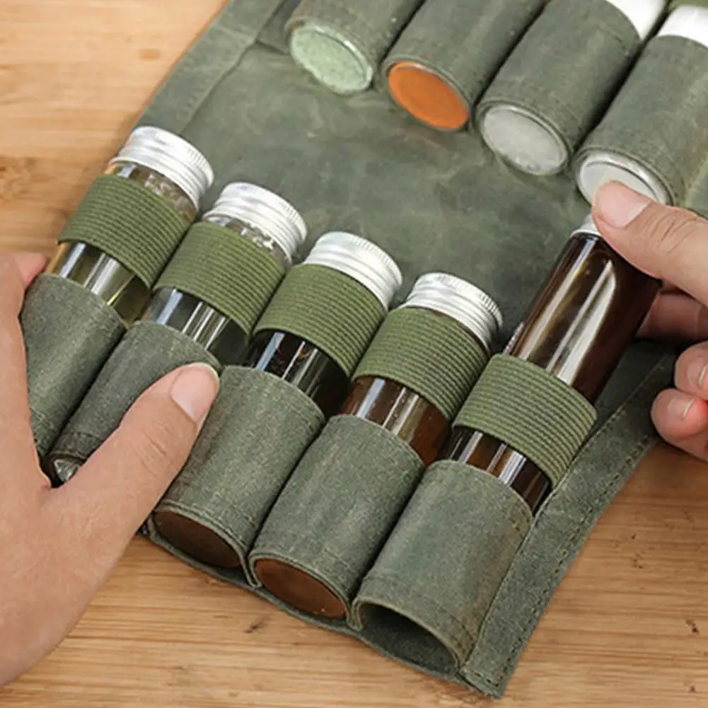 

Outdoor Camping Seasoning Bottle Storage Bag To Send Bottle Glass Canvas Combination Seasoning Seasoning Barbecue Bottles S Q0a0