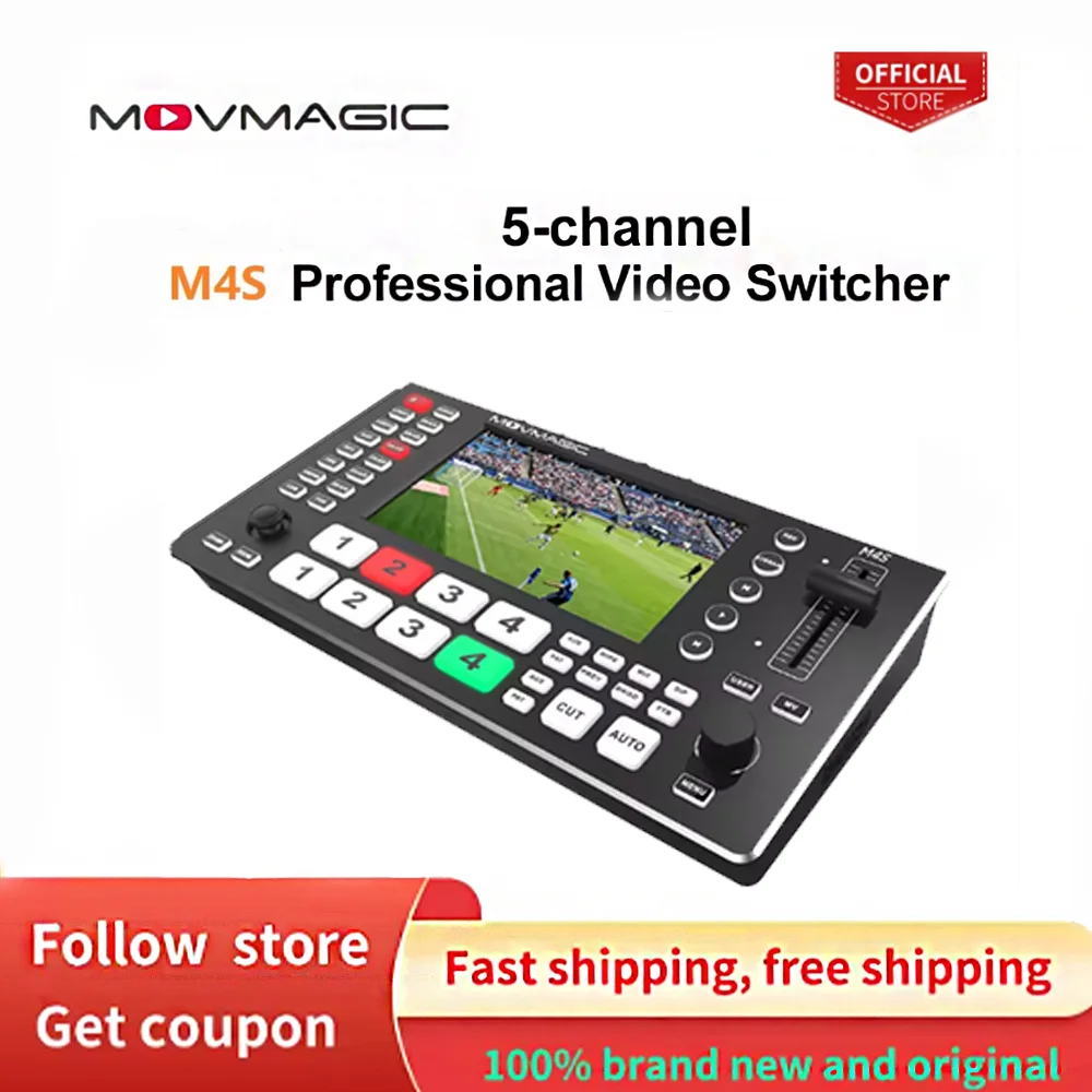 Фото MOVMAGIC M4S 5,5-дюймовый (4K/60P) вход 5-канальный видеокоммутатор с 4HDMI и 4SDI 1 входом USB, поддержка PTZ/USB/SD. №1