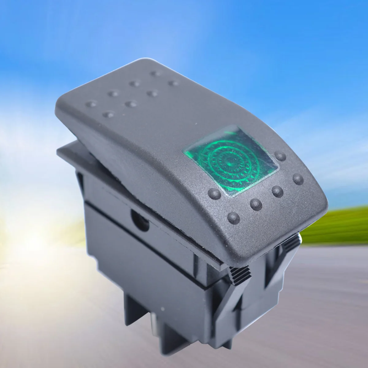

12V 20A 4 Car Rocker Waterproof Push Button with LED Light (Green)