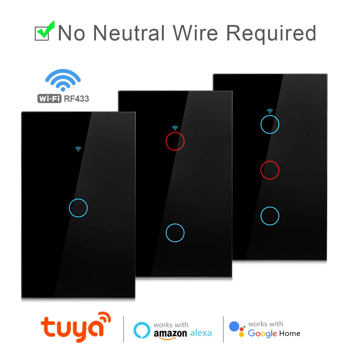 

Szaoju WiFi Wireless Remote Wall Switch Tuya Smart Home Voice Control Touch Sensor LED Light Switches Alexa Google Home 220V