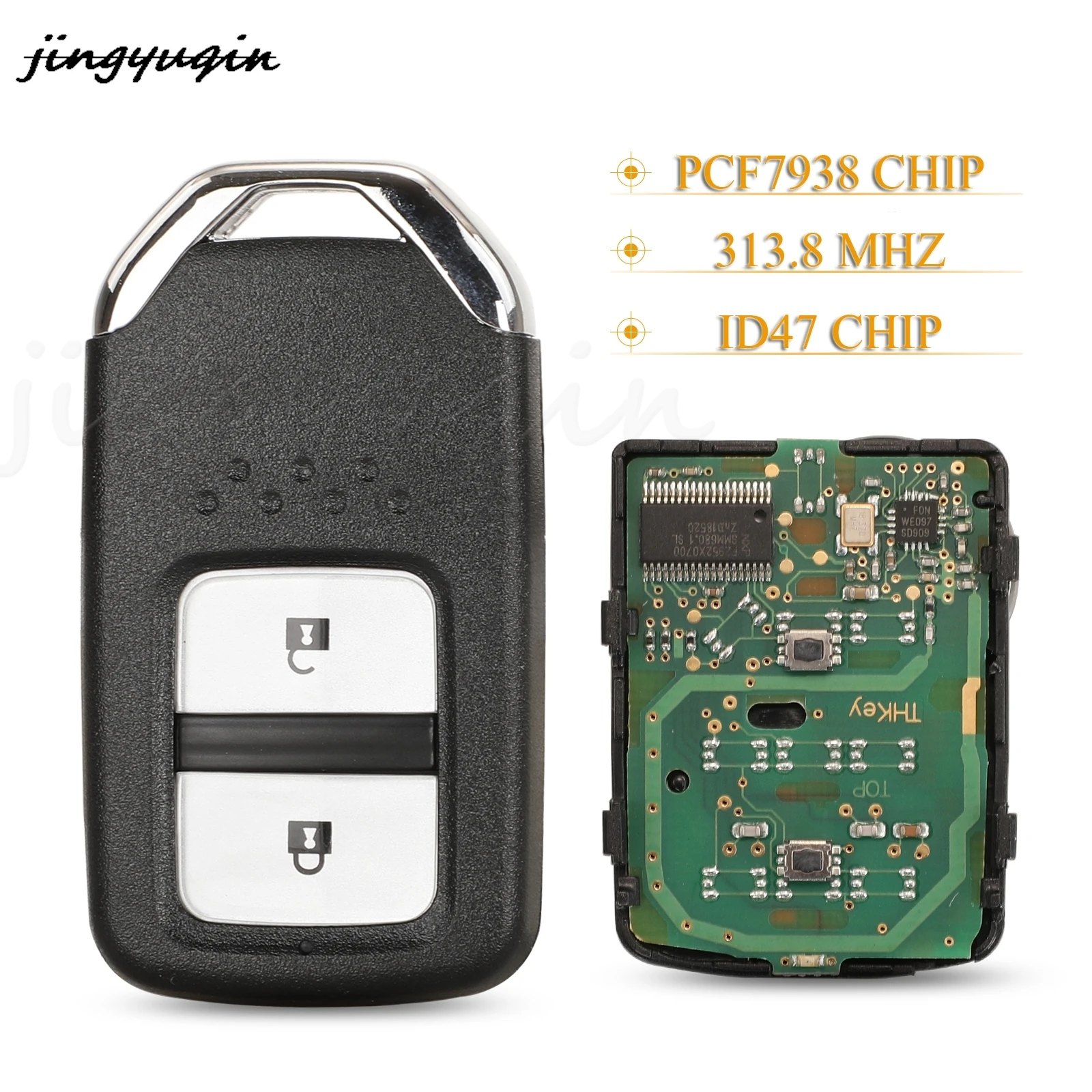 

Jingyuqin 2 кнопки умный дистанционный автомобильный брелок 313,8 МГц ID47 Pcf7938 чип для Honda Fit City Jazz XRV Venzel HRV