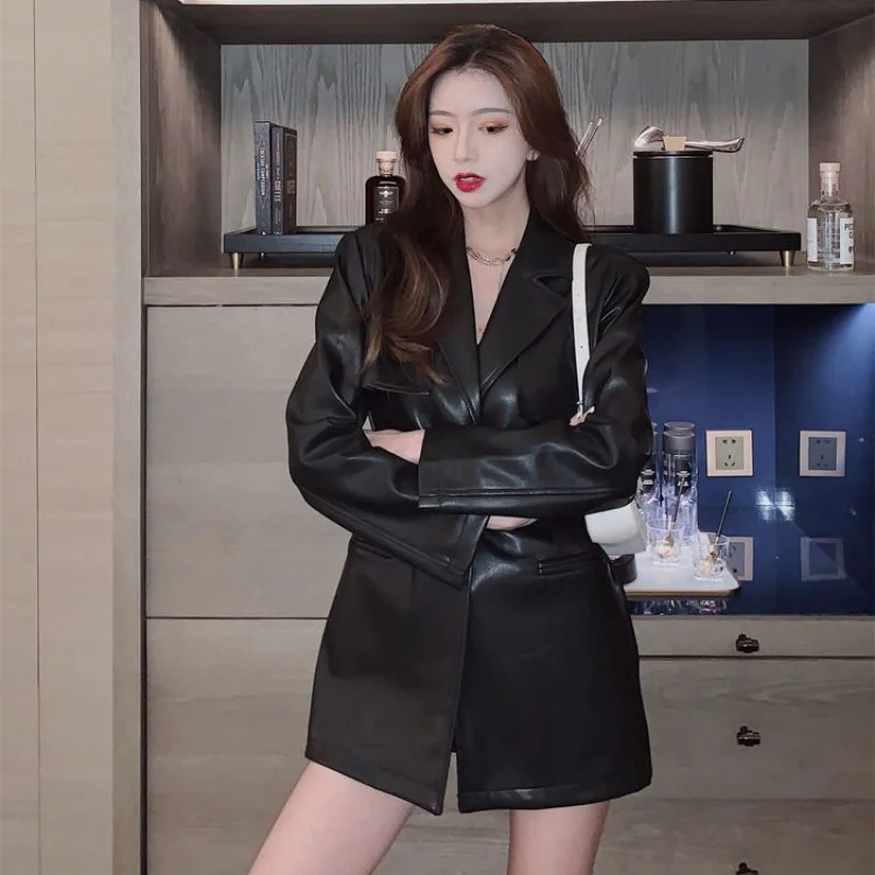 New Women's Leather Jacket Coats Slim Windbreaker Overcoat Korean Fashion Luxurious Designer Clothing Cardigan Pu Leather