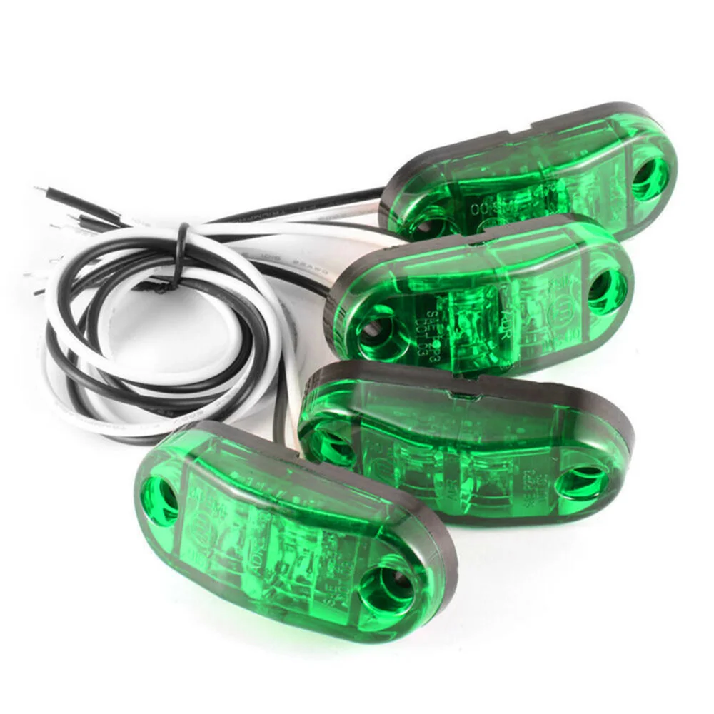 

10PCS Green LED Diode Light Oval Clearance Trailer Truck LED Side Marker Lamp 12V 24V Waterproof Side Marker Lights Warning Tail