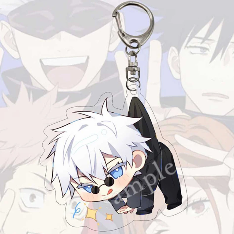 

Classic Anime Jujutsu Kaisen Keychain Transparent Acrylic Zinc Alloy Key Holder Q Version Cartoon Figure Key Chain Ring Jewelry