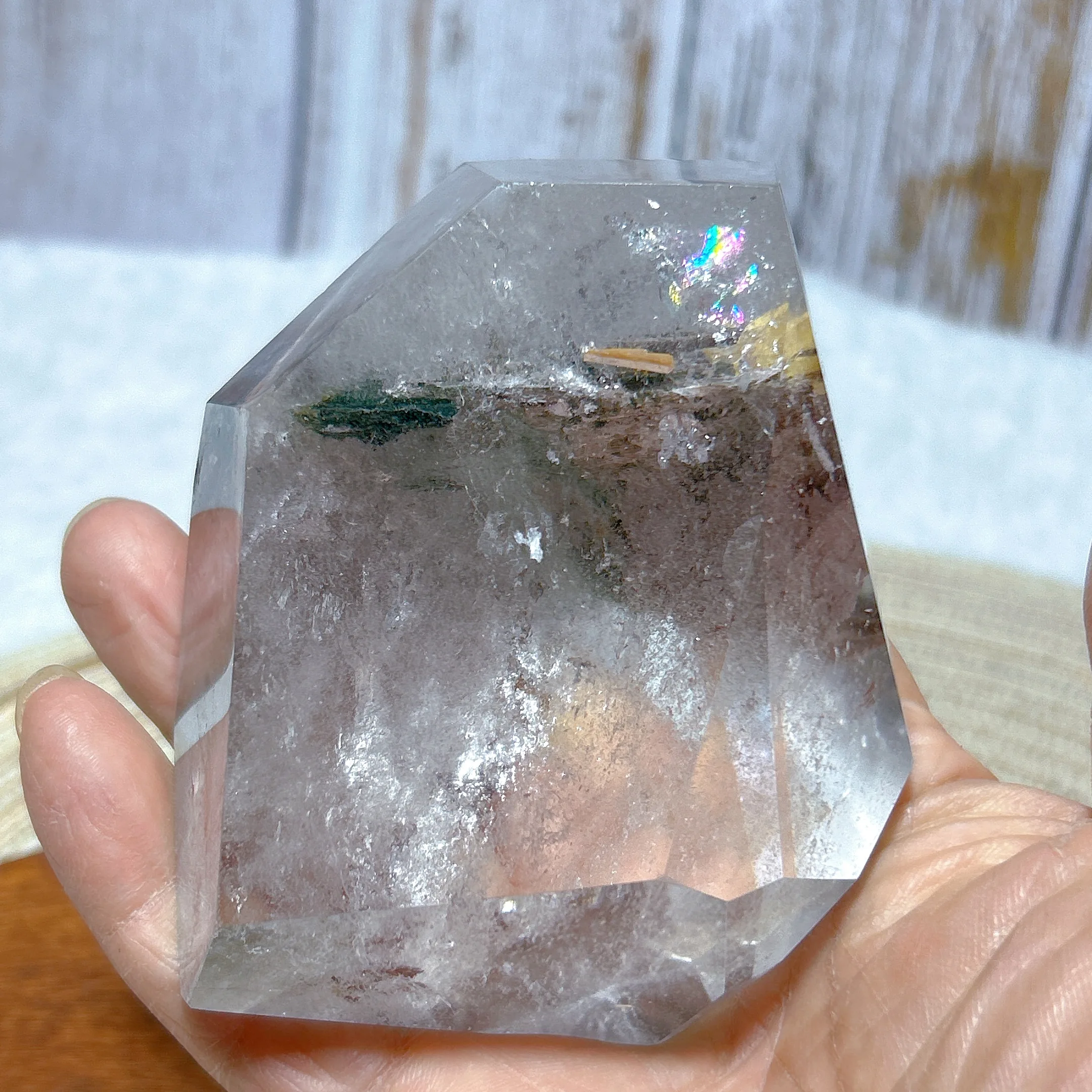 Исцеляющие натуральные кристаллы радужный прозрачный садовый кварц большой