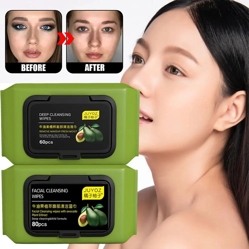 

Avocado Makeup Remover Wipes 60 Tablets 80 Disposable Cleanser Remover Makeup Towel Facial Lazy Cleansing Face Gentle Wipes V3W1