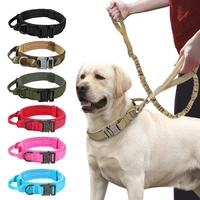 durable military tactical dog collar bungee leash set pet nylon walking training collar for medium large dogs german shepard