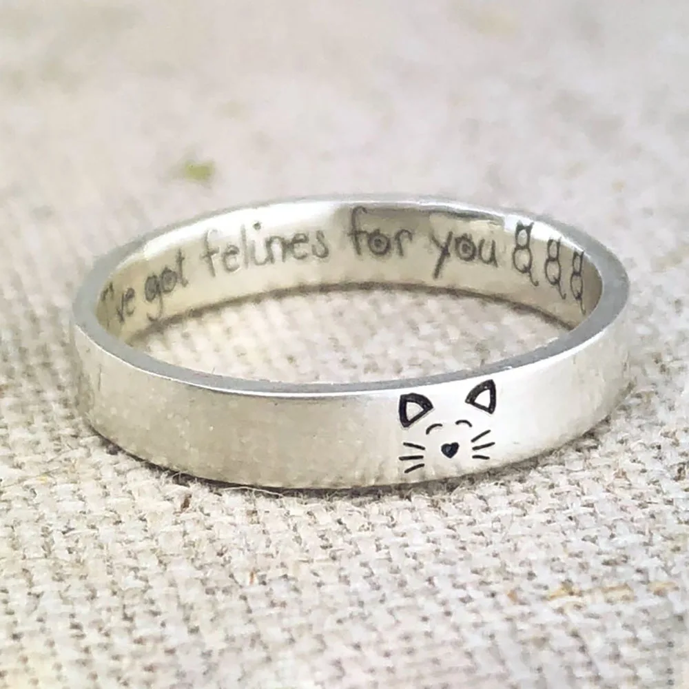 

New 2023 Vintage Personalized Silver Color Kitten Ring Unisex Simple Fashion Open Ring Banquet Jewelry Accessories