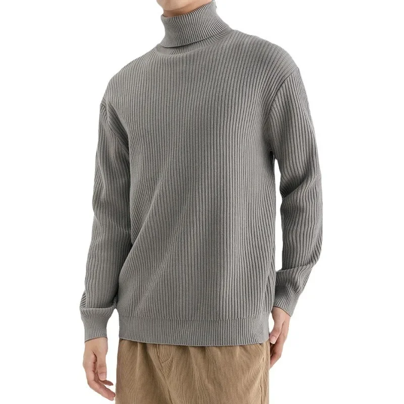 Модный мужской зимний вязаный топ повседневный пуловер с длинными рукавами и