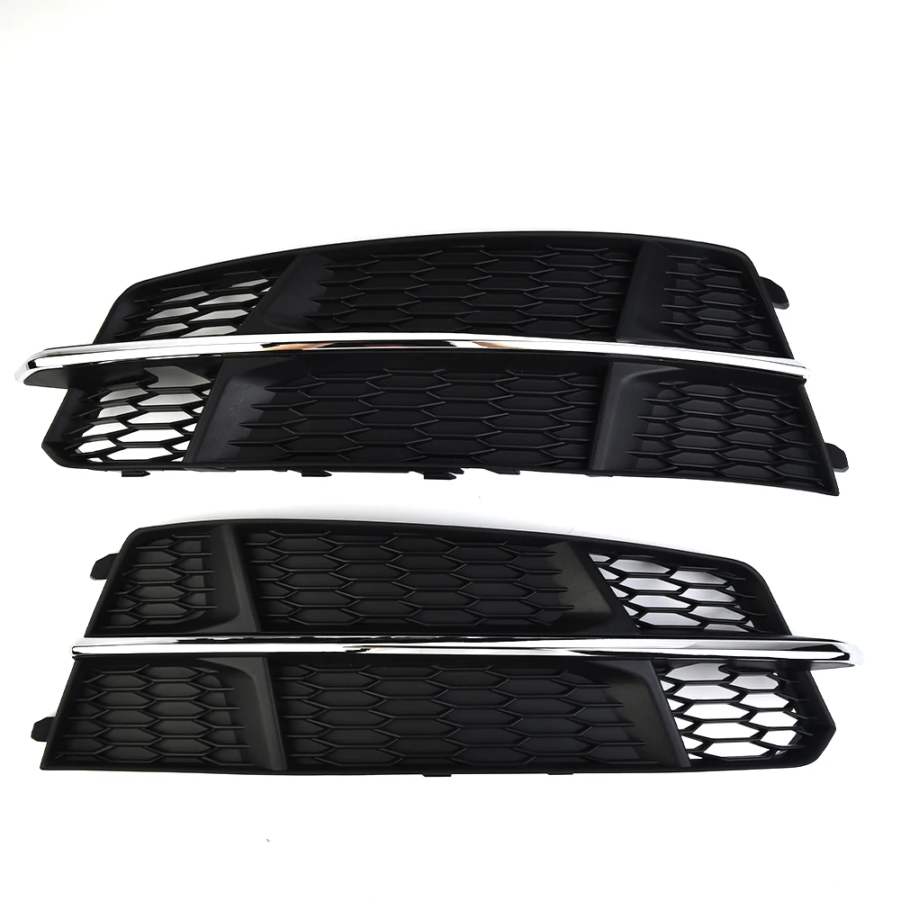 

Car Black Front Fog Light Cover Fit For A6 C7 S Line 2015-2018 FRONT BUMPER LOWER SIDE GRILLE BLACK CHROME PAIR SET