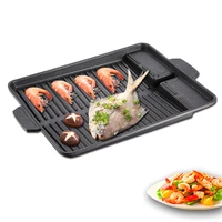 korean induction cooker bbq tray portable outdoors picnic barbecue non stick pan multifunction rectangular camping bbq grilling