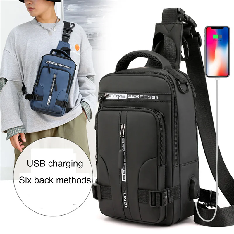 

2022 Men Multifunction USB Shoulder Bag Crossbody Cross Body Sling Chest Bags Waterproof Travel Pack Messenger Pack For Male
