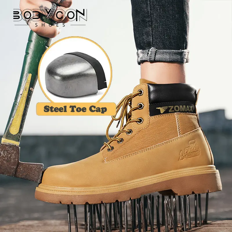 

Classic Work Safety Shoes Boots Anti-Smashing Steel Toe Puncture Proof Construction Military Combat Ankle Army Shoes Men