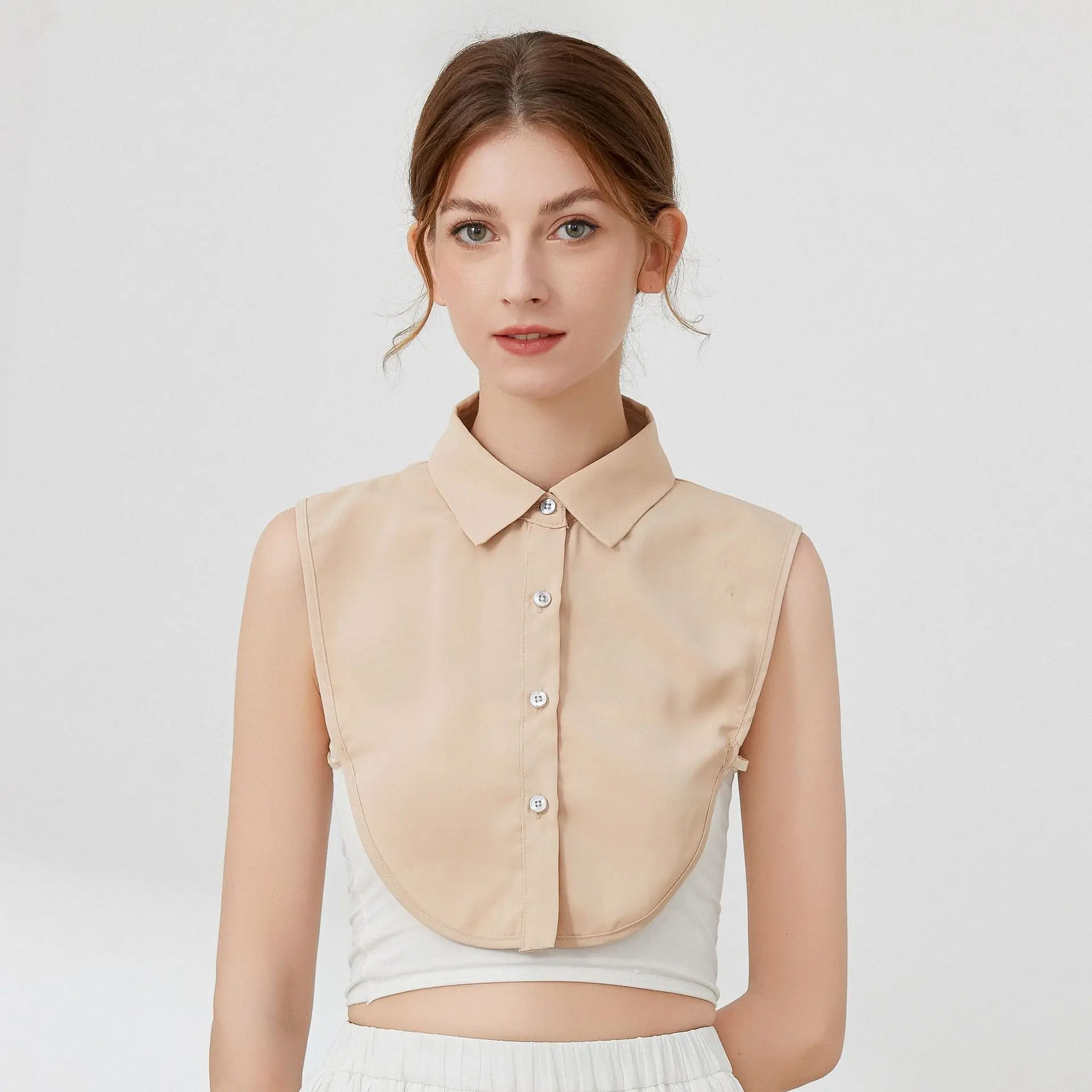 Новая шифоновая блузка с имитацией воротника лацканами винтажная однотонная