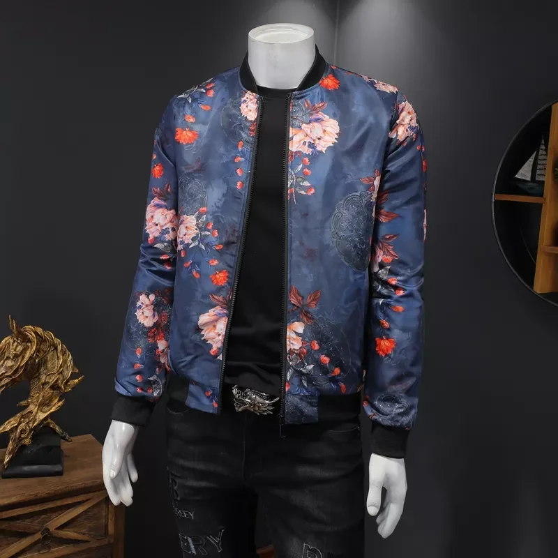 

NEW 2023 Spring Floral Pattern Bomber Jackets Streetwear High Quality Floral Print Classic Vintage Casual Long Sleeve Jacket Coa