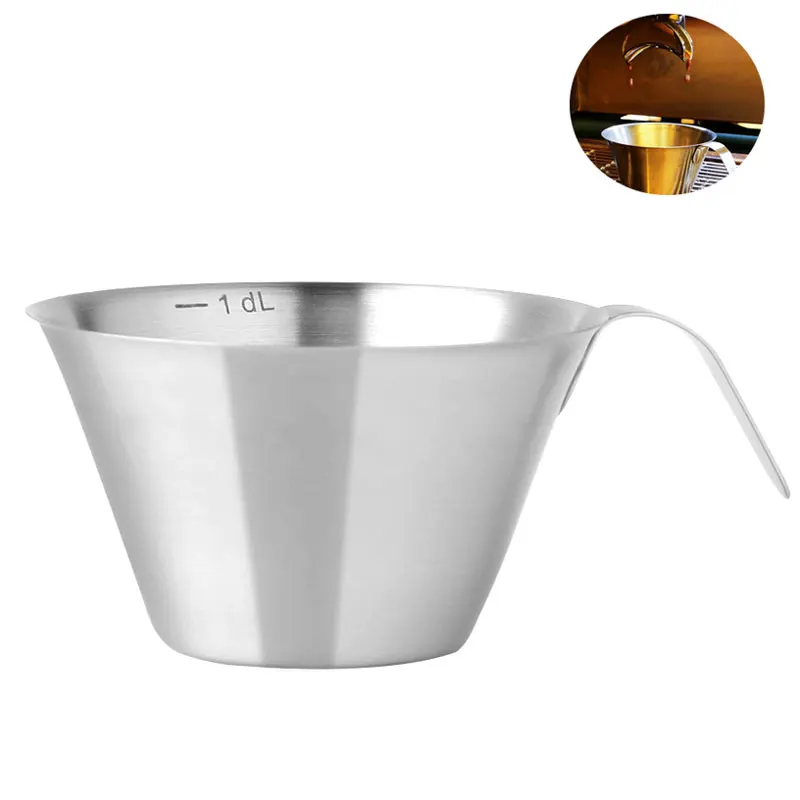Measuring Cup Stainless Steel Espresso Machine Ounce Cup Coffee Cup Extraction Cup Long Handle Coffee Appliance with Scale