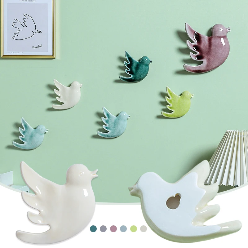 

3D Ceramic Wall Simple Mounted Flying Birds Nordic Style Ornament Wall Hanging Decor Background Porch Decoration Wall Pendant