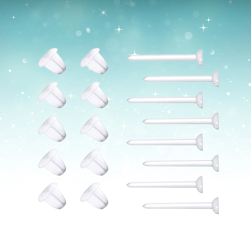 

100 Pcs Clear Earring Plastic Earring Backs Earrings Blank Stud Tiny Head Findings DIY Supplies