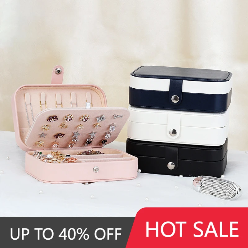 2022 Travel Jewelry Organizer Box Leather Double Layer Gift Packaging Boxes for Earrings Ring Holder Jewellery Storage Case