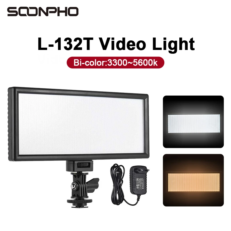 Ультратонкая двухцветная диммируемая Светодиодная панель soonphone L132T 3300K-5600K для студийной видеосъемки с ЖК-дисплеем для камеры DV видеокамеры + батарея NP-F550