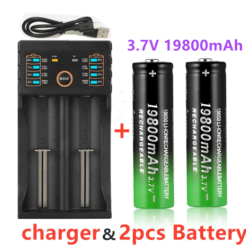 

Lithium Rechargeable-Battery 3.7V 19800 Mah for Flashlight + USB charger