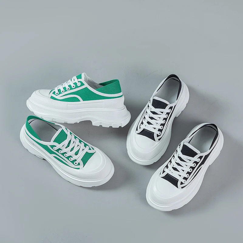 Canvas Women's Sneakers Wedge Black Tennis Chunky Platform Shoes Girls 2023 Fashion Luxury Designer Casual Sneaker Thick Bottom
