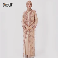 etosell dubai turkey maxi lace dress musulman ensembles caftan marocain islamic clothing high waist long sleeve muslim abaya