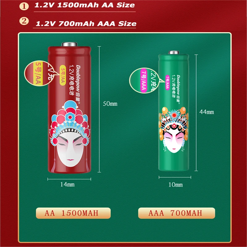 Перезаряжаемая никель-металлогидридная батарея 1 2 в AA + AAA AA1500mah/AAA 700mah для