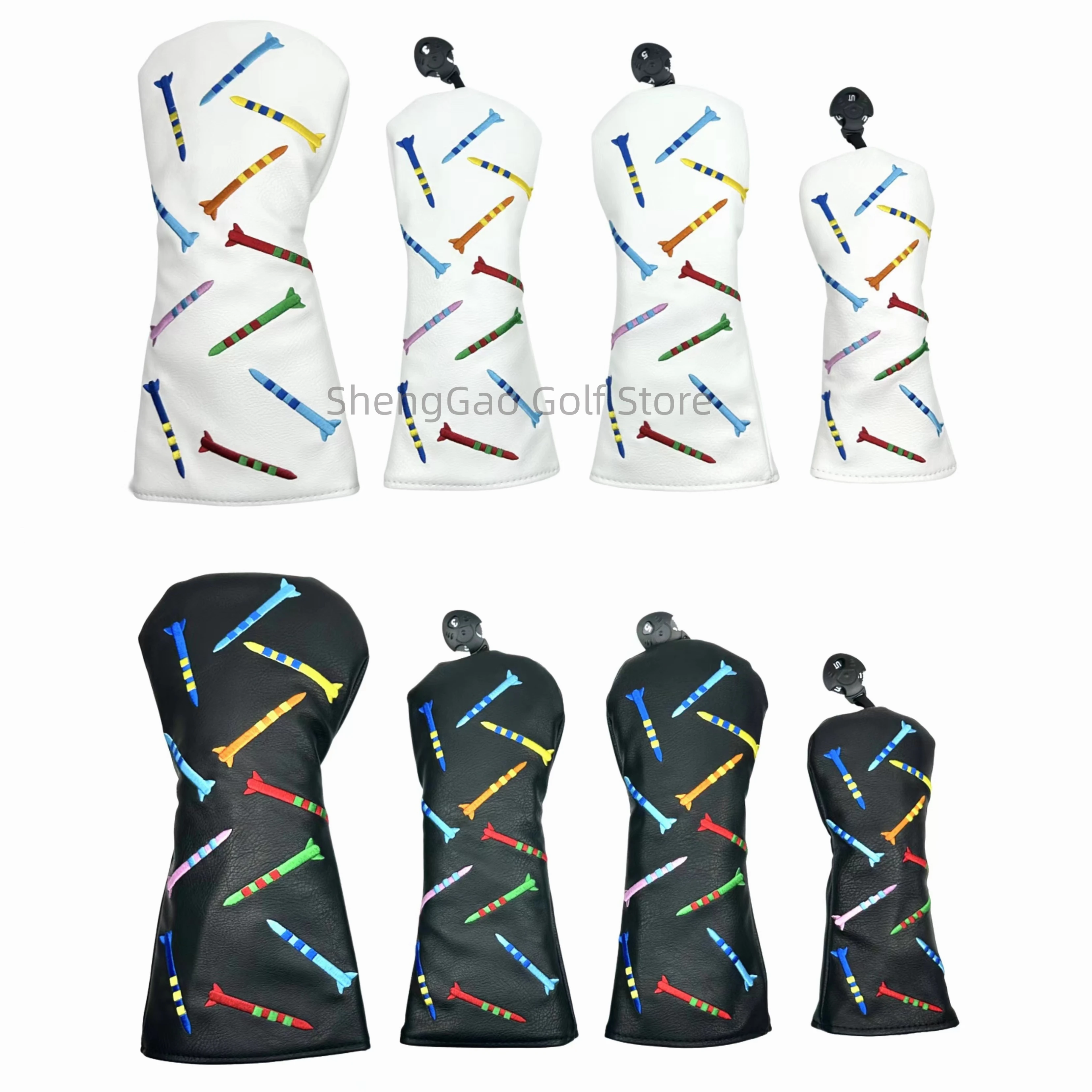 Rocket Pattern Head Cover Driver Head Covers Fairway Wood Head Covers Hybrid Head Covers Putter Cover Pu Leather