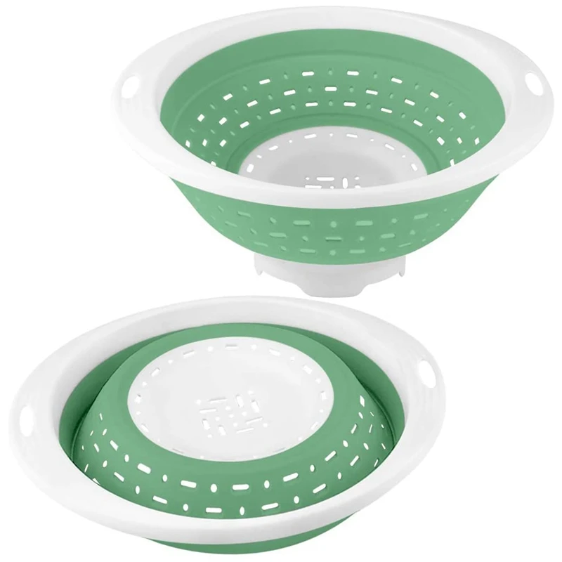 

2 Pcs Collapsible Colander And Strainer, 5 Quart(1.25 Gal) Dishwasher-Safe Silicone Foldable Strainer