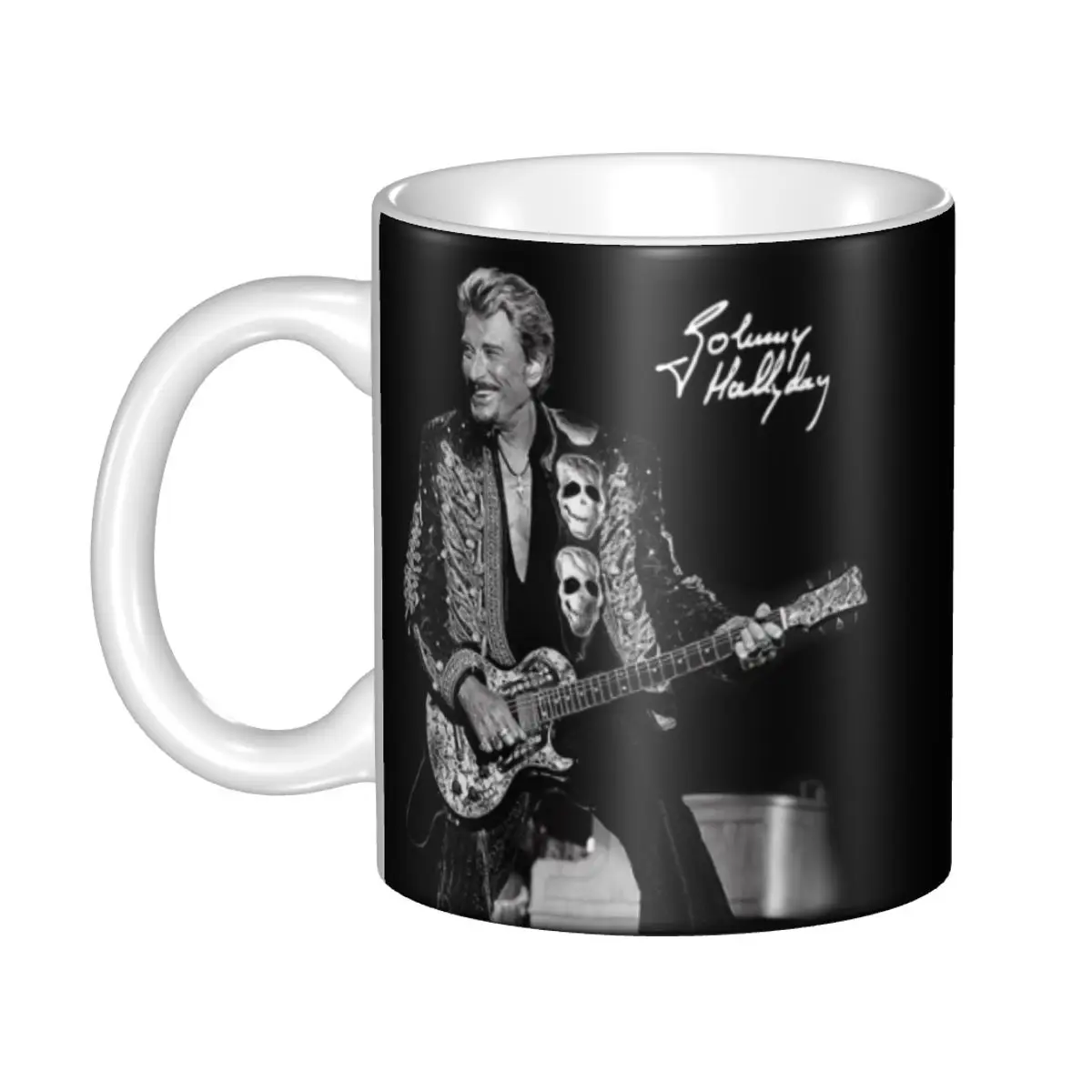 

Customized Johnny Hallyday Coffee Mugs DIY French Singer Rock Music Ceramic Tea Milk Cups Outdoor Work Camping Cup