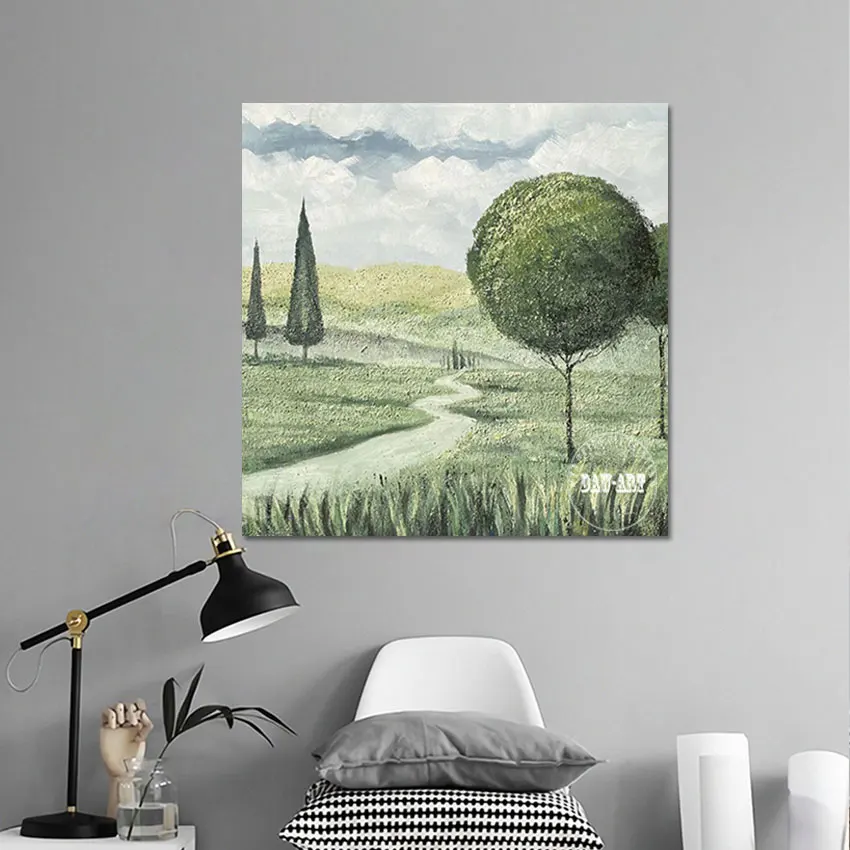 

Pathlet Landscape Abstract Wall Art 3d Beautiful Picture Scenery Tree Modern Paintings Frameless Handmade Green Acrylic Artwork
