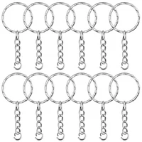 12pcs split key ring with chain jump rings split key ring with chain silver metal split key chain ring part with open jump ring