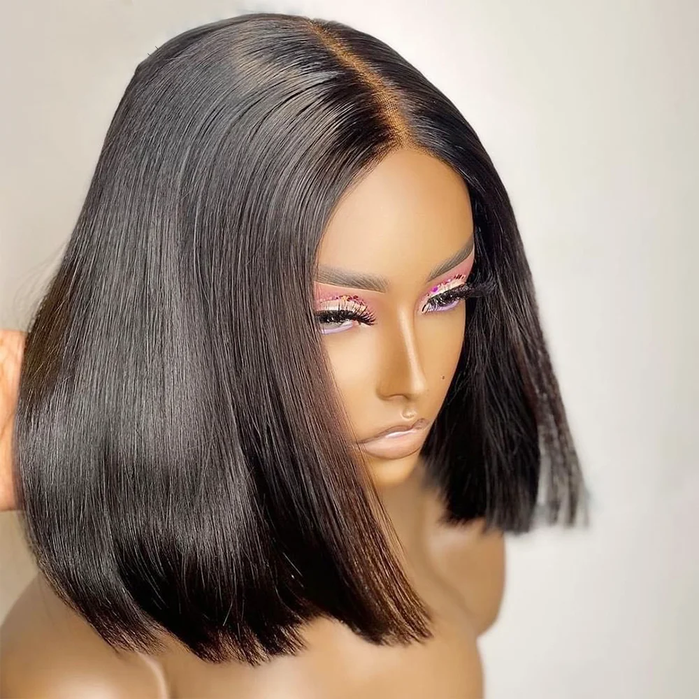

MISIA Short Bob Wig Bone Straight Human Hair Wigs for Women Pre-Plucked 5x5x1 Closure Wig Malaysian 13x1 Part Lace Wigs 180%