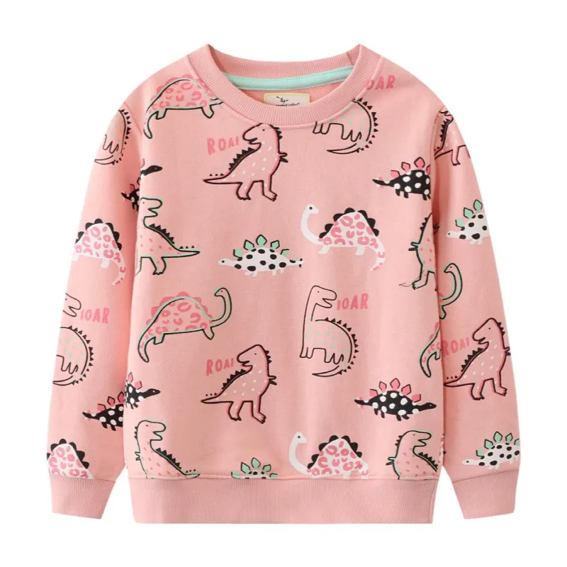 

Jumping Meters New Arrival Dinosaurs Print Girls Sweatshirts Fashion Kids Girls Costume Long Sleeve Autumn Baby Shirts Tops