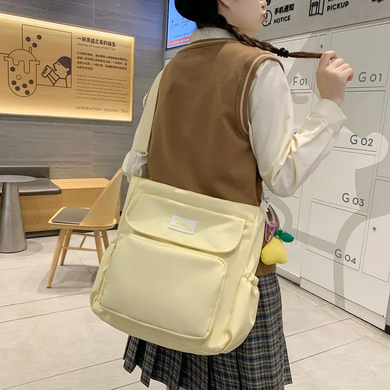 

New Nylon Waterproof Solid Color Shoulder Bag for Women Female Casual Shoulder Crossbody Bag Student Book Bag