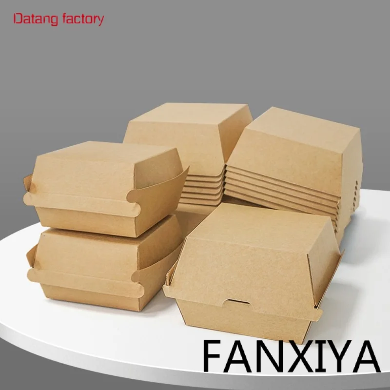 

Corrugated Paper burger box custom and logo design food grade materials Hamburger packaging box