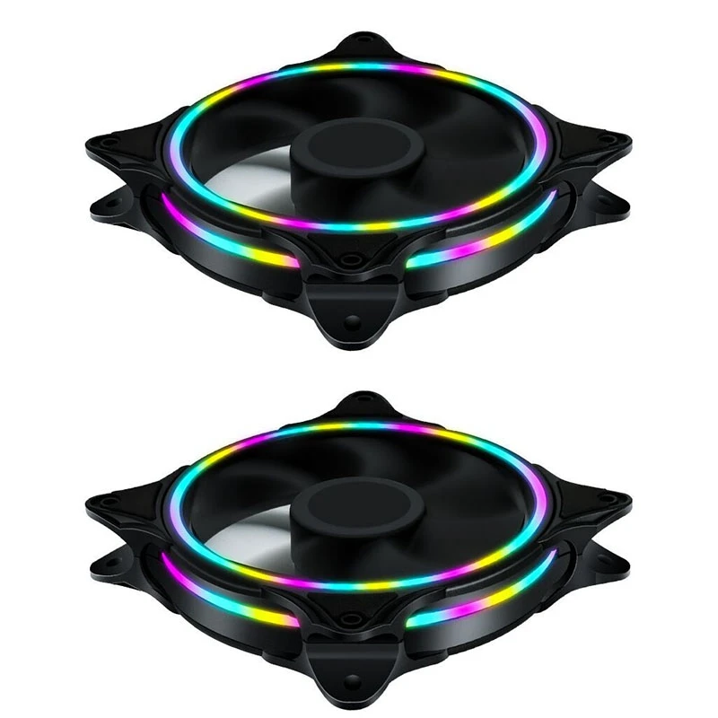 

120mm Colorful LED Case Fan Silent Fan for Computer Cases CPU Coolers and Radiators Ultra Quie 2 Pack