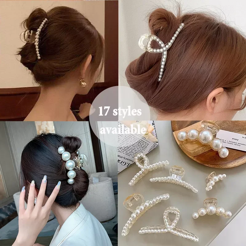 

Styles Big Pearl Hair Claws Woman Hairpins Hair Clips Hair Accessories Girl Hair Crab Headwear Hairgrip Fashion Barrettes