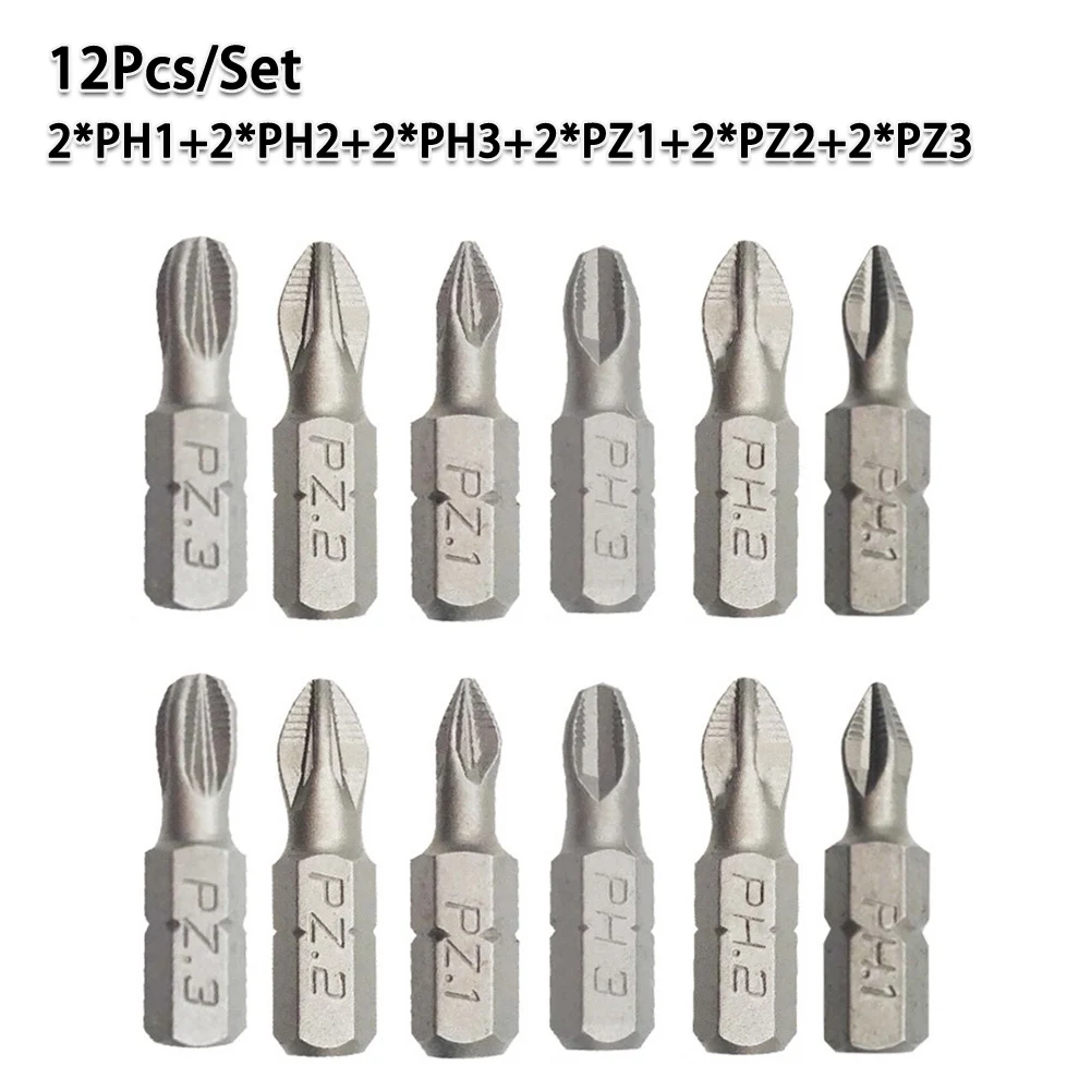 

12Pcs Magnetic Hex Batch Head PH2 Cross Screwdriver Set Non-Slip Batch Head For Removal Broken Screws Or Drilling Holes 25mm