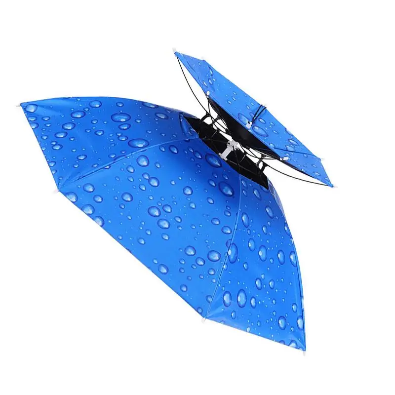 

Double-Layer Fishing Umbrella Hat Folding Sun Rain Umbrella Head-Mounted Umbrella For Fishing Gardening Beach Camping Party