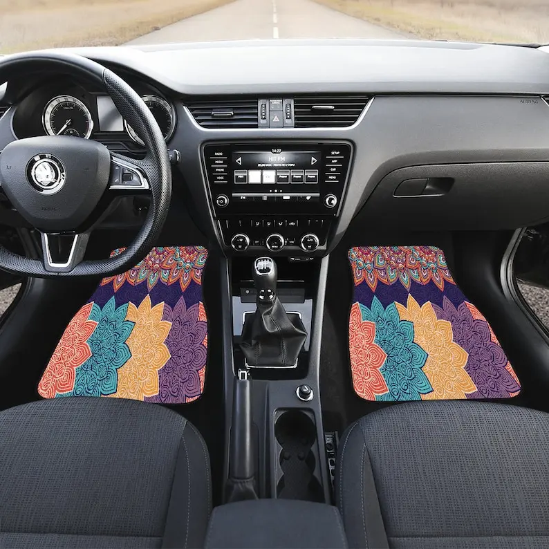 

Colorful Floral Mandalas Patterns Car Mats Back/Front, Floor Mats Set, Car Accessories